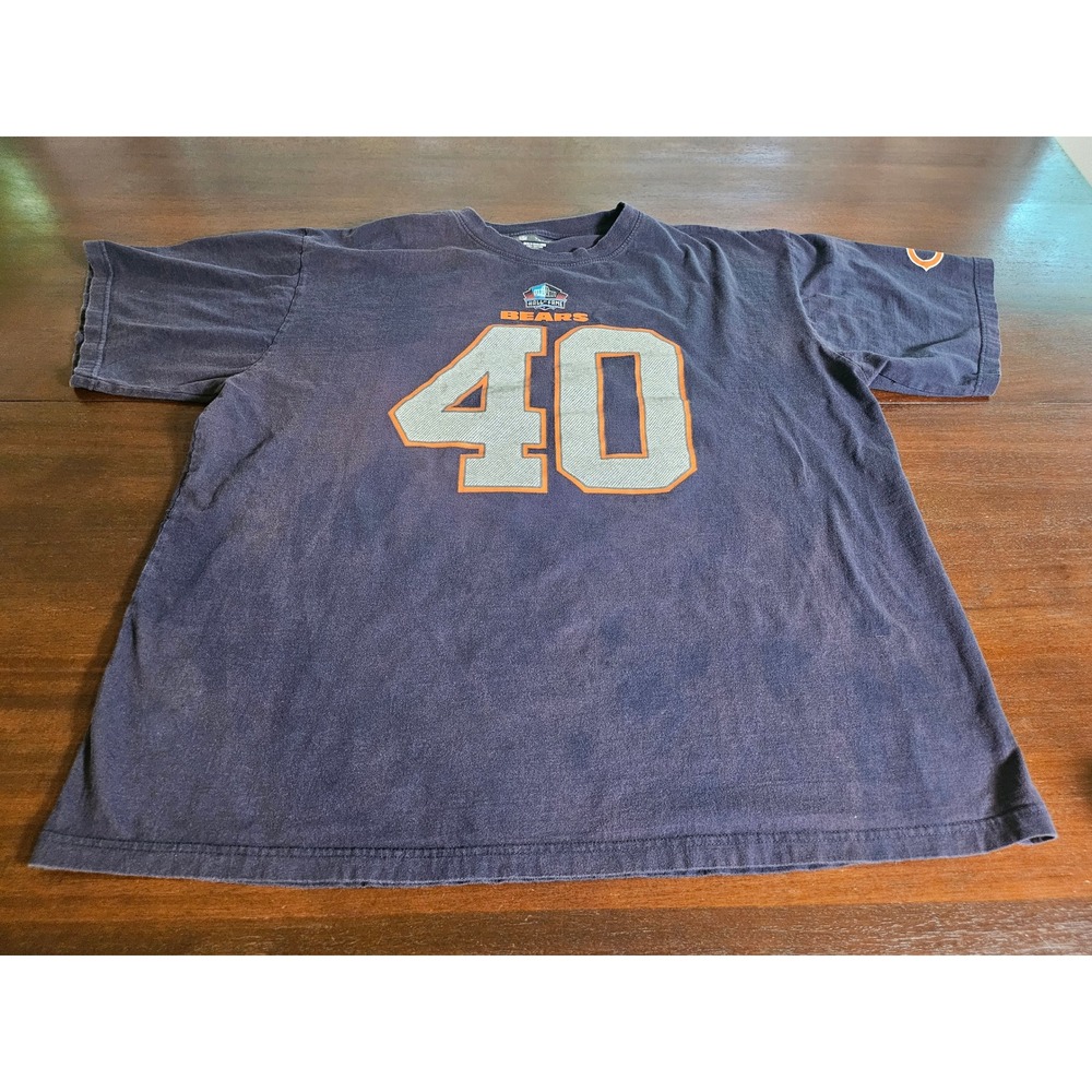 NFL Team Apparel Chicago Bears Grunge Tee 2XT Navy Gale Sayers 40 HOF Graphic